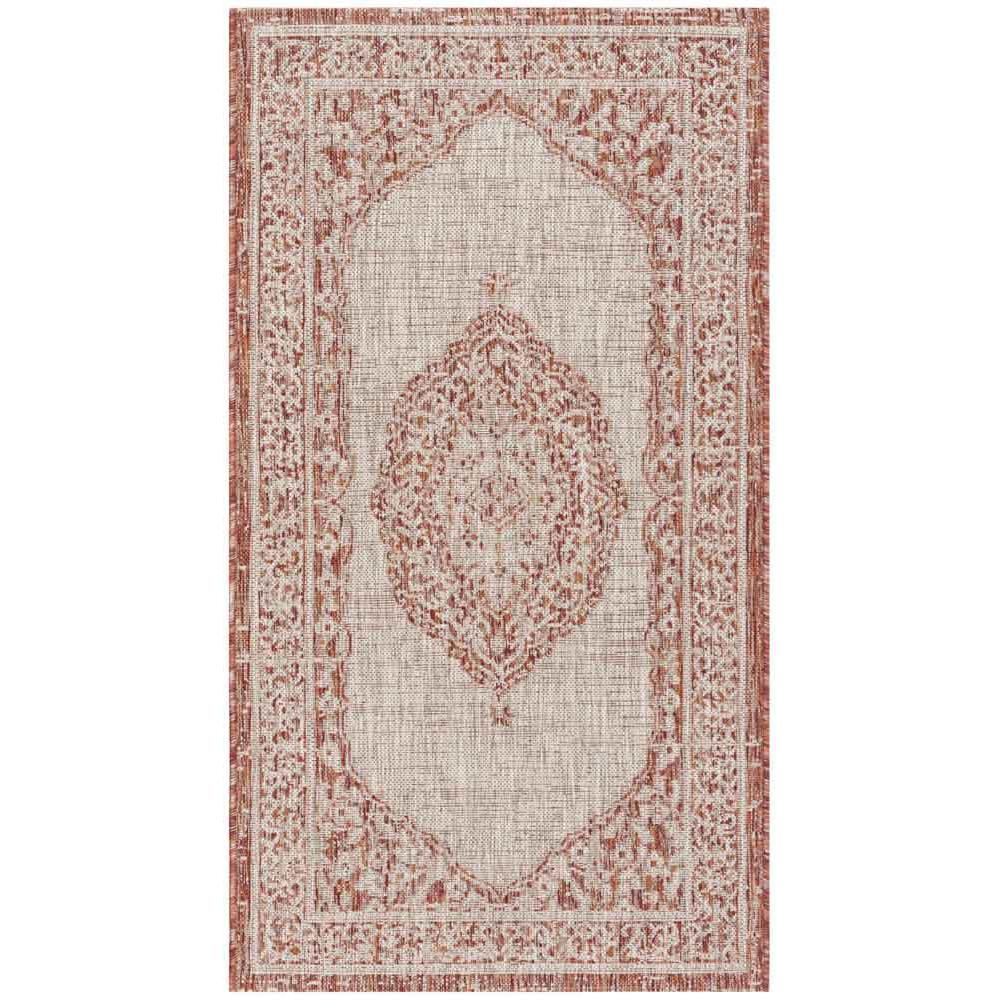 COURTYARD, LIGHT BEIGE / TERRACOTTA, 2'-7" X 5', Area Rug