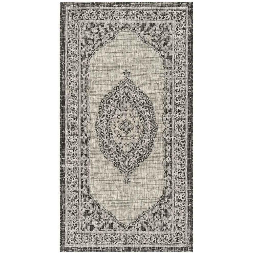COURTYARD, LIGHT GREY / BLACK, 2'-7" X 5', Area Rug, CY8751-37612-3