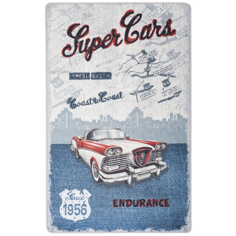 DAYTONA, LIGHT GREY / BLUE, 3' X 5', Area Rug
