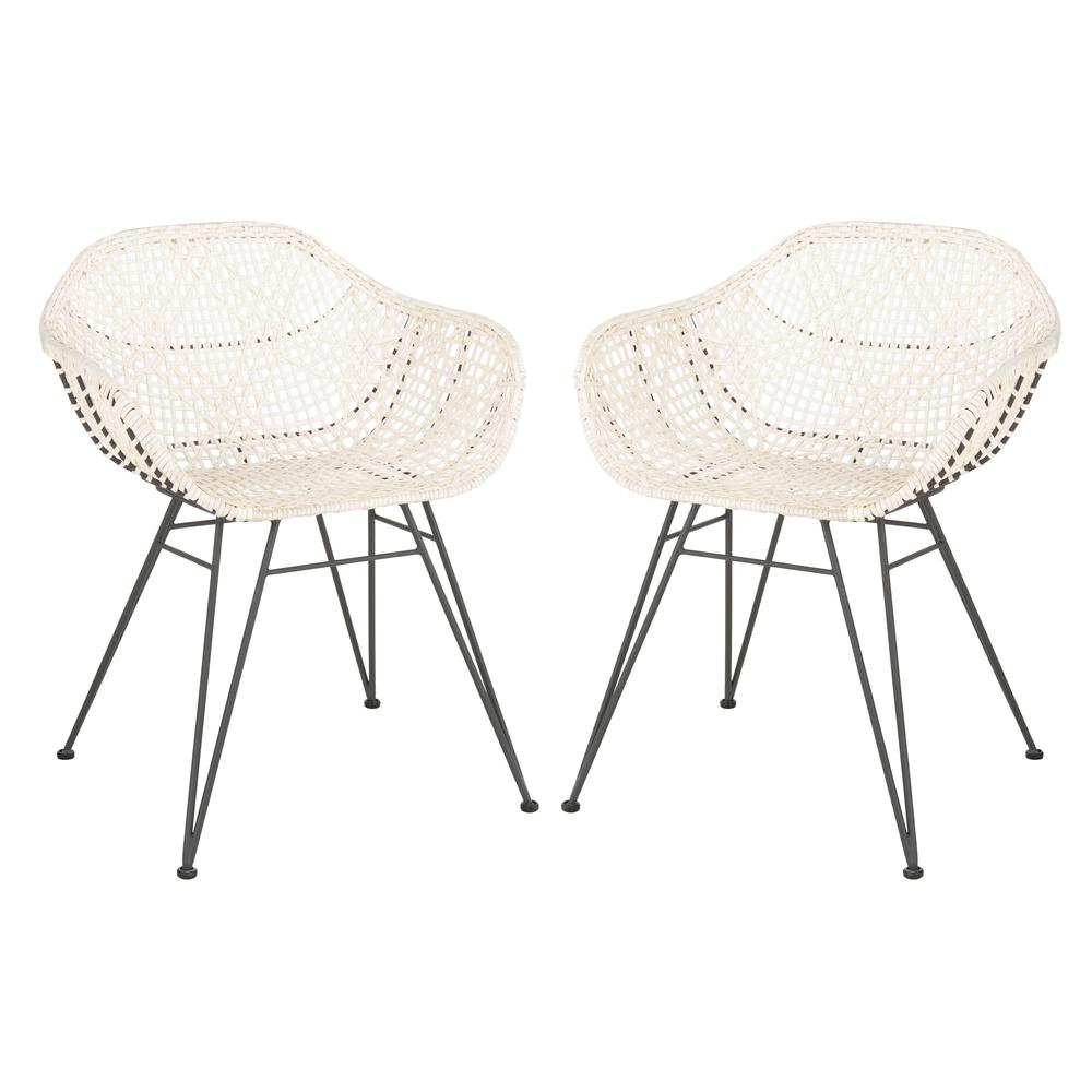 Jadis Leather Woven Dining Chair, White/Grey