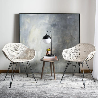 Jadis Leather Woven Dining Chair, White/Grey