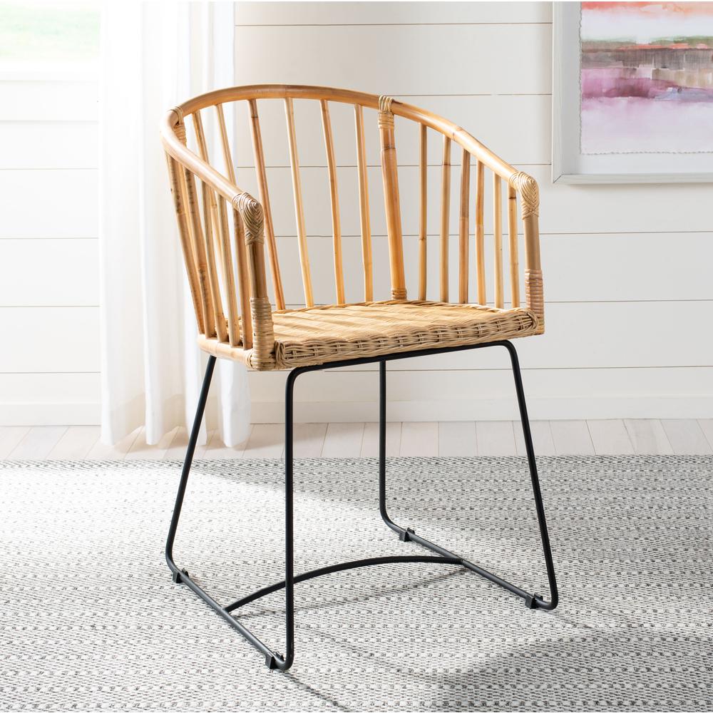 Siena Rattan Barrel Dining Chair, Natural/Black