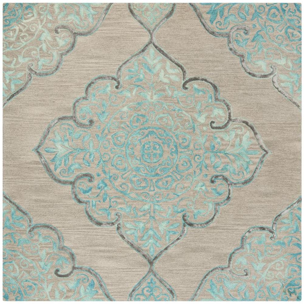 DIP DYE, GREY / TURQUOISE, 7' X 7' Square, Area Rug, DDY510C-7SQ