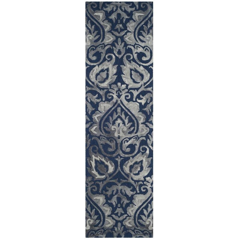 DIP DYE, NAVY / GREY, 2'-3" X 8', Area Rug
