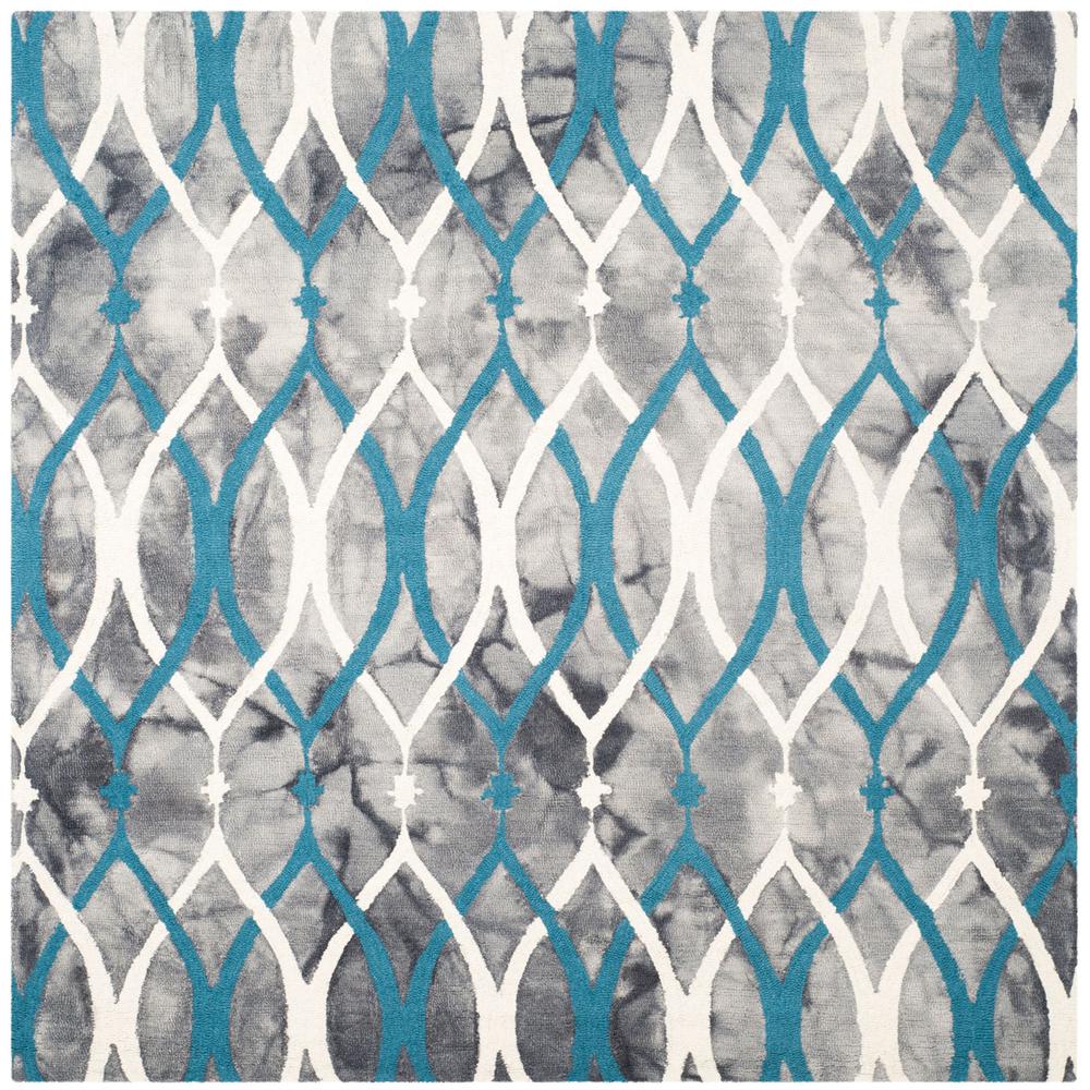DIP DYE, GREY / IVORY BLUE, 7' X 7' Square, Area Rug