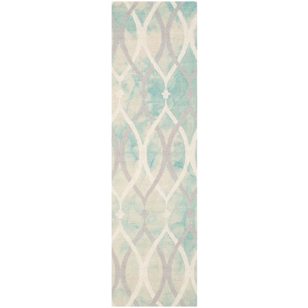DIP DYE, GREEN / IVORY GREY, 2'-3" X 8', Area Rug