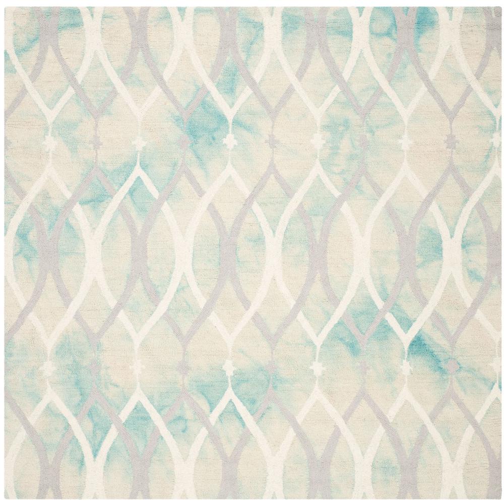 DIP DYE, GREEN / IVORY GREY, 7' X 7' Square, Area Rug