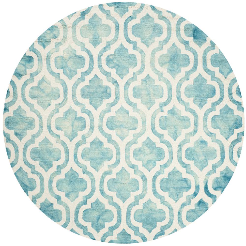 DIP DYE, TURQUOISE / IVORY, 7' X 7' Round, Area Rug, DDY537D-7R