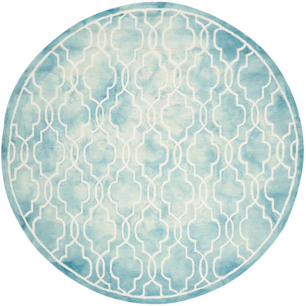 DIP DYE, TURQUOISE / IVORY, 7' X 7' Round, Area Rug, DDY539D-7R