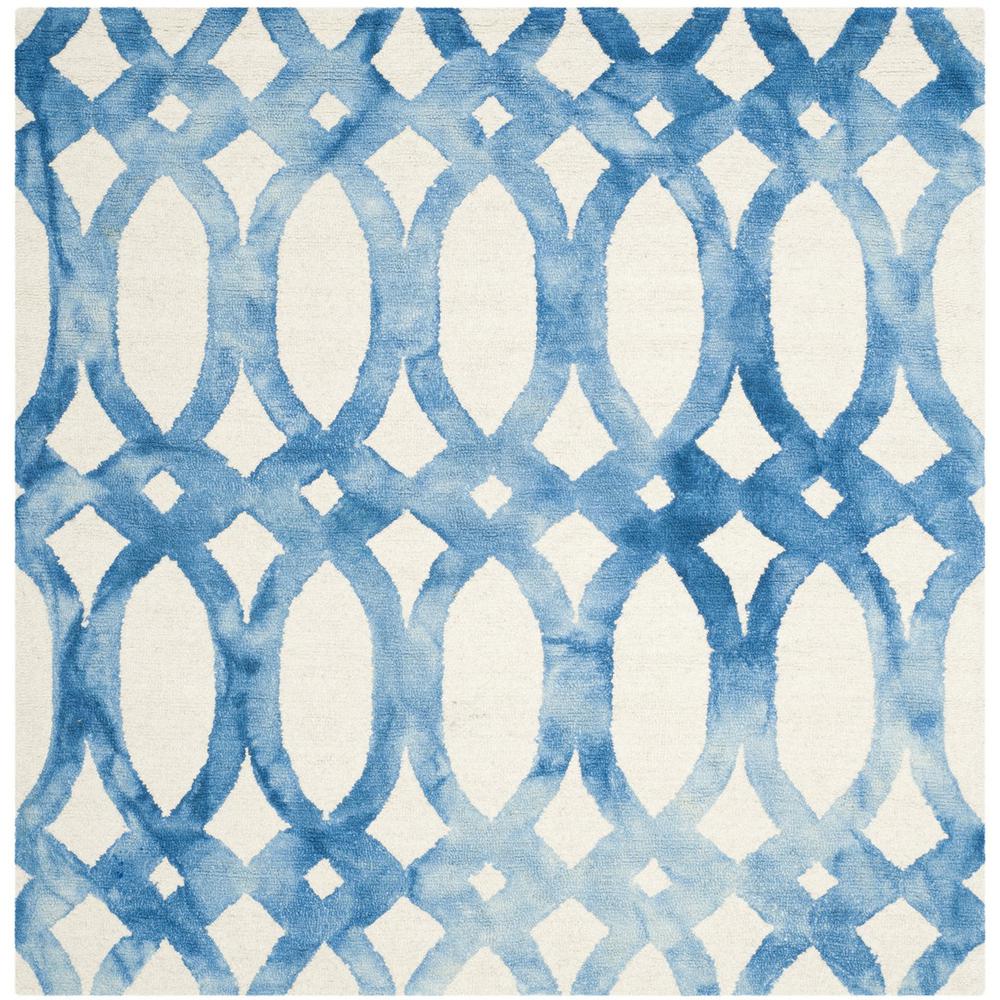 DIP DYE, IVORY / BLUE, 5' X 5' Square, Area Rug