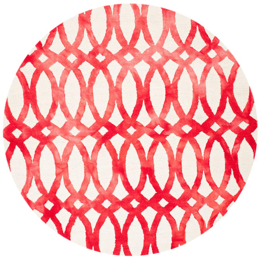 DIP DYE, IVORY / RED, 7' X 7' Round, Area Rug