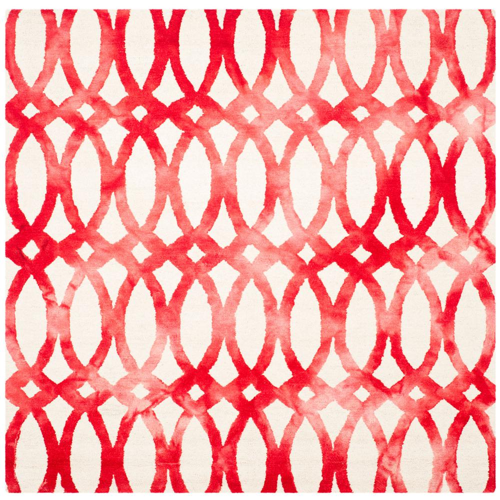 DIP DYE, IVORY / RED, 7' X 7' Square, Area Rug