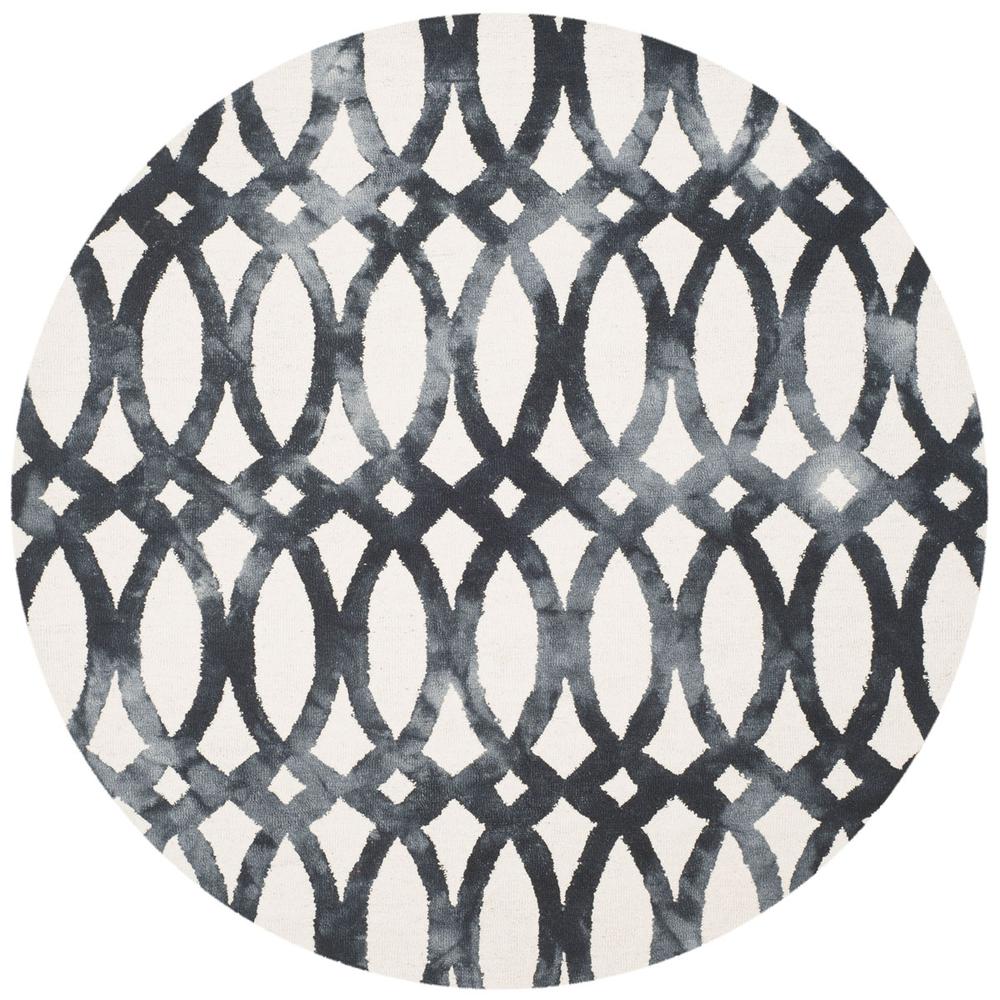 DIP DYE, IVORY / GRAPHITE, 7' X 7' Round, Area Rug