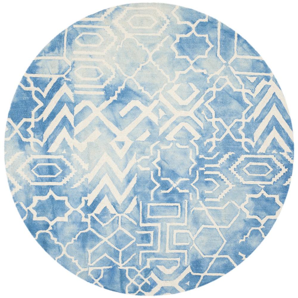 DIP DYE, BLUE / IVORY, 7' X 7' Round, Area Rug, DDY678G-7R