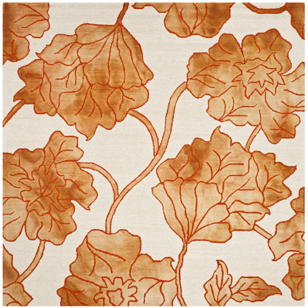 DIP DYE, IVORY / ORANGE, 7' X 7' Square, Area Rug