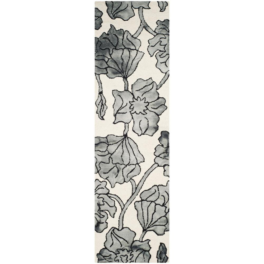 DIP DYE, IVORY / LIGHT GREY, 2'-3" X 8', Area Rug