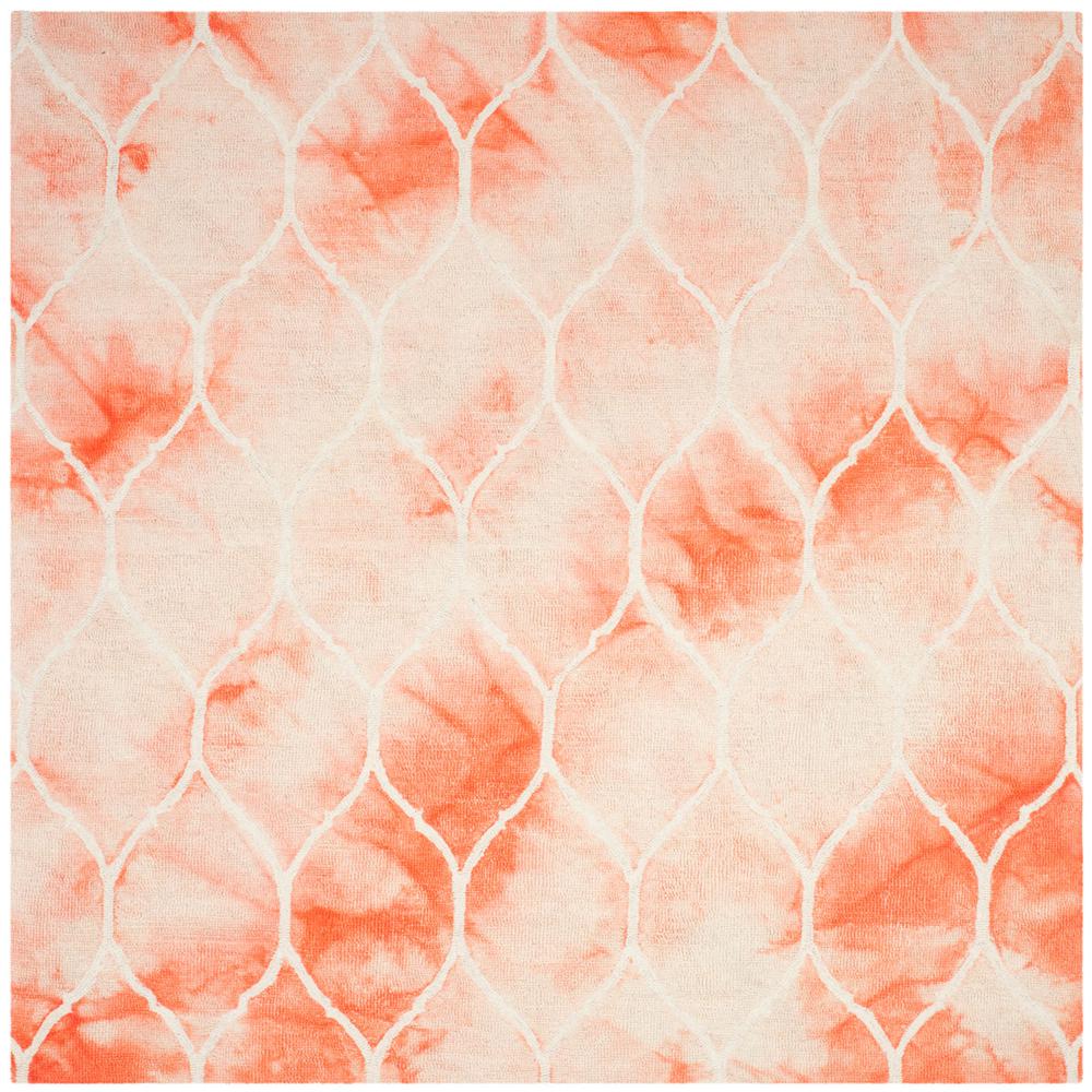 DIP DYE, ORANGE / IVORY, 7' X 7' Square, Area Rug