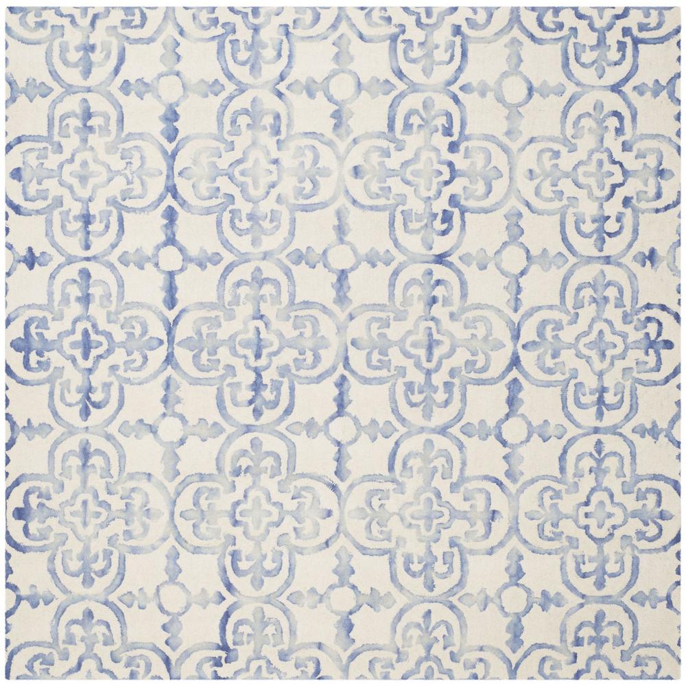 DIP DYE, IVORY / BLUE, 7' X 7' Square, Area Rug, DDY711A-7SQ