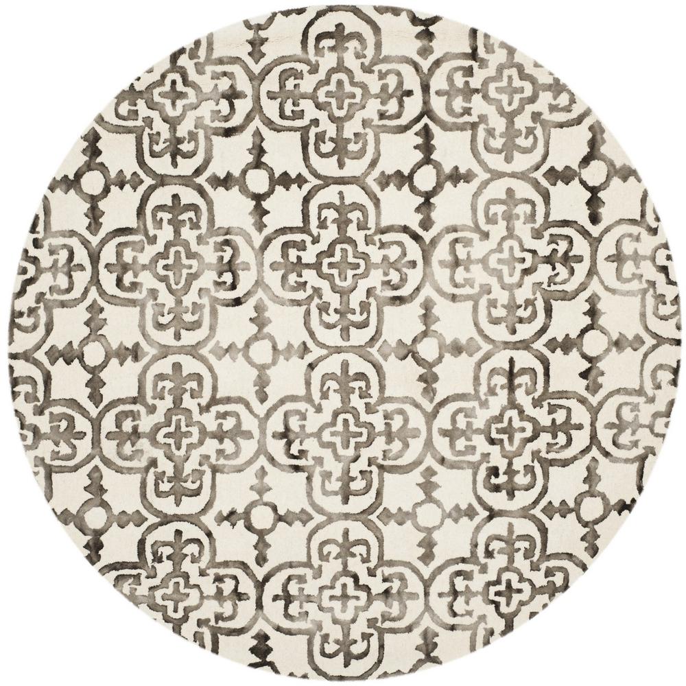 DIP DYE, IVORY / BROWN, 7' X 7' Round, Area Rug
