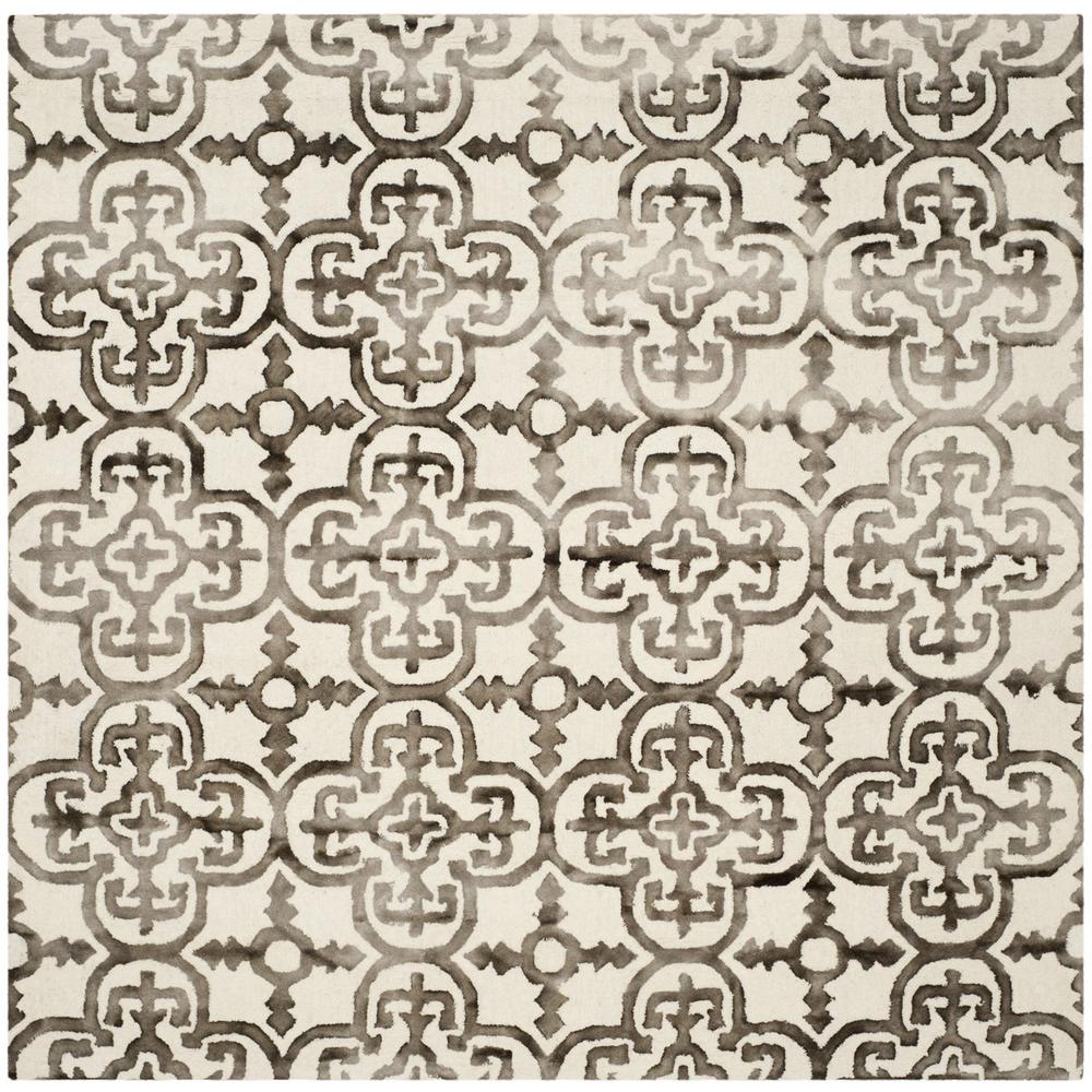 DIP DYE, IVORY / BROWN, 7' X 7' Square, Area Rug