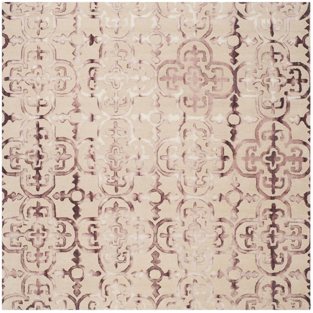 DIP DYE, BEIGE / MAROON, 7' X 7' Square, Area Rug