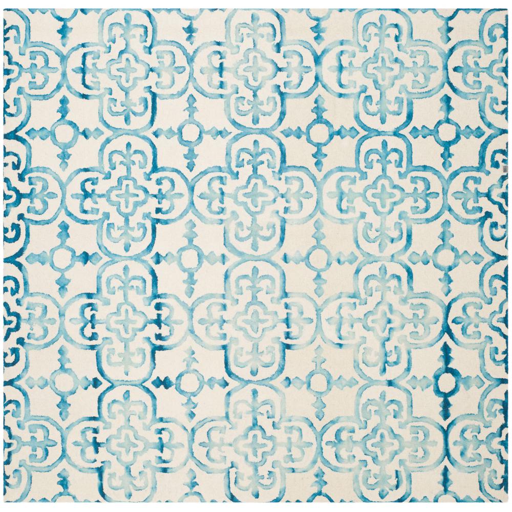 DIP DYE, IVORY / TURQUOISE, 7' X 7' Square, Area Rug, DDY711H-7SQ