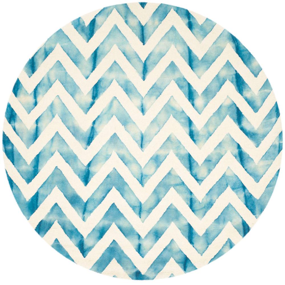 DIP DYE, IVORY / TURQUOISE, 7' X 7' Round, Area Rug, DDY715H-7R