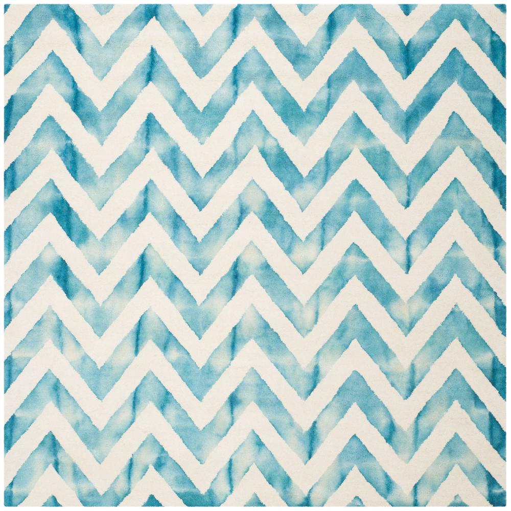 DIP DYE, IVORY / TURQUOISE, 7' X 7' Square, Area Rug, DDY715H-7SQ