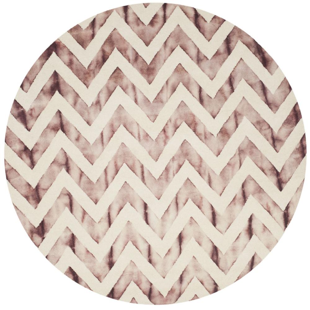 DIP DYE, IVORY / MAROON, 7' X 7' Round, Area Rug