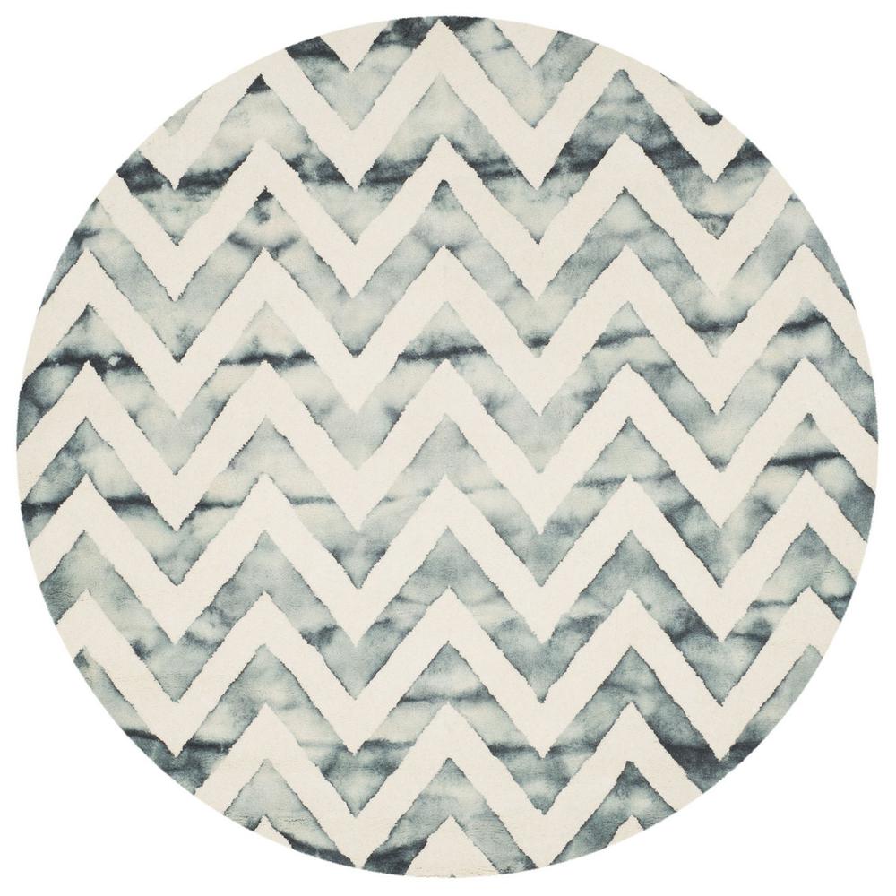 DIP DYE, IVORY / GREY, 7' X 7' Round, Area Rug