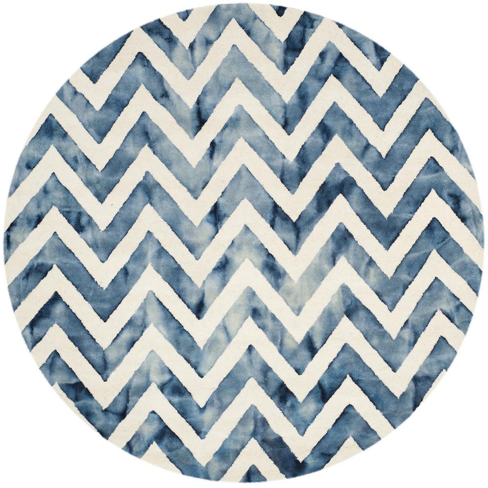 DIP DYE, IVORY / NAVY, 7' X 7' Round, Area Rug, DDY715P-7R