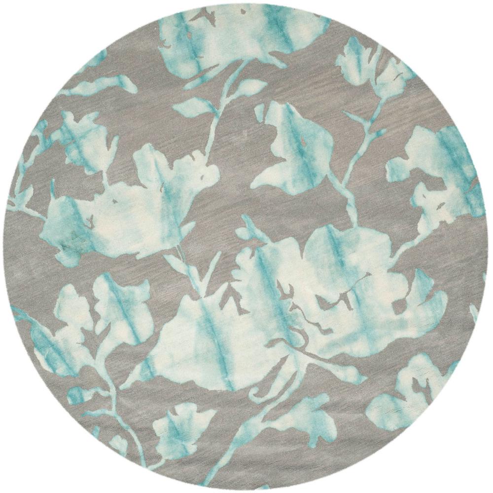 DIP DYE, GREY / TURQUOISE, 7' X 7' Round, Area Rug, DDY716L-7R