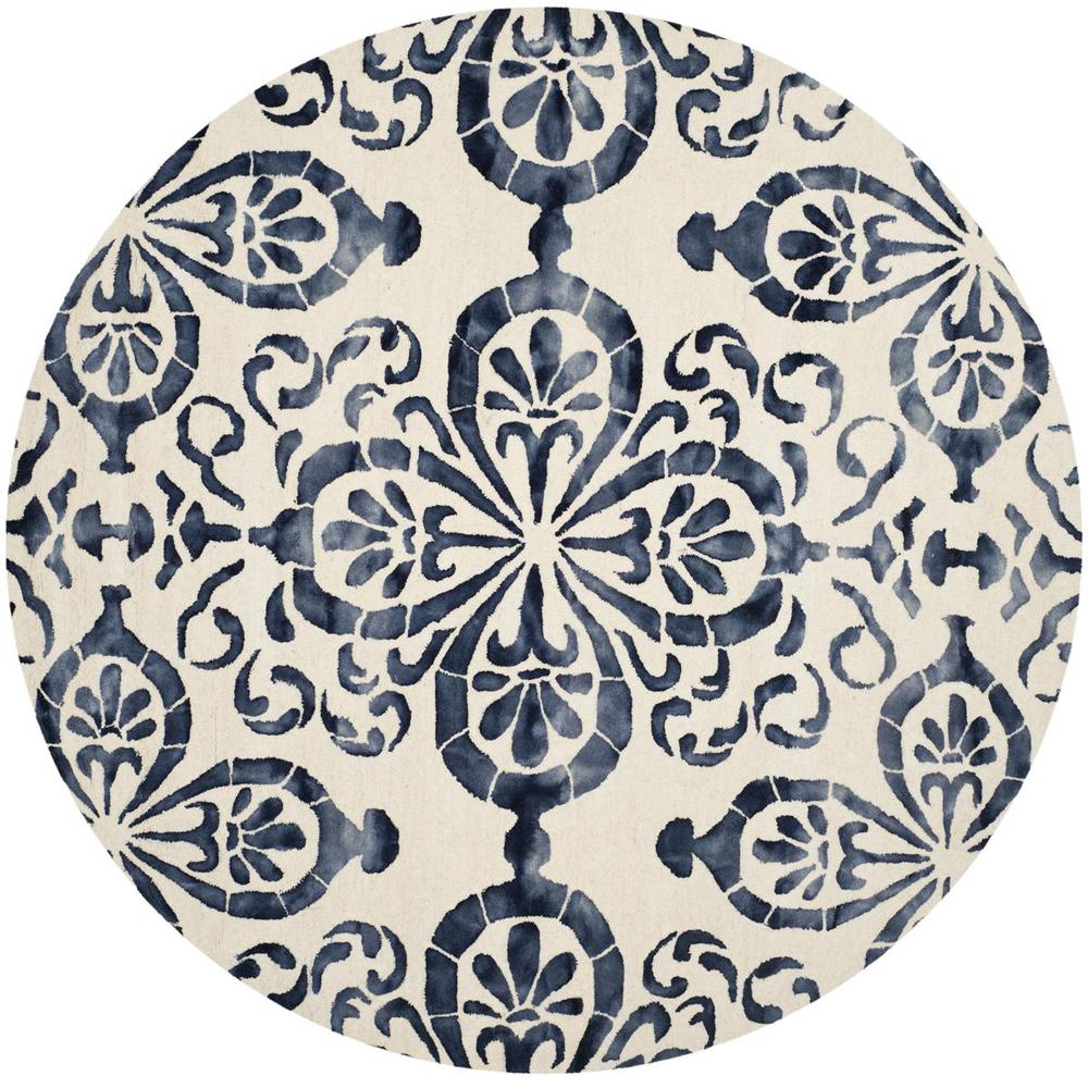 DIP DYE, IVORY / NAVY, 7' X 7' Round, Area Rug, DDY719P-7R