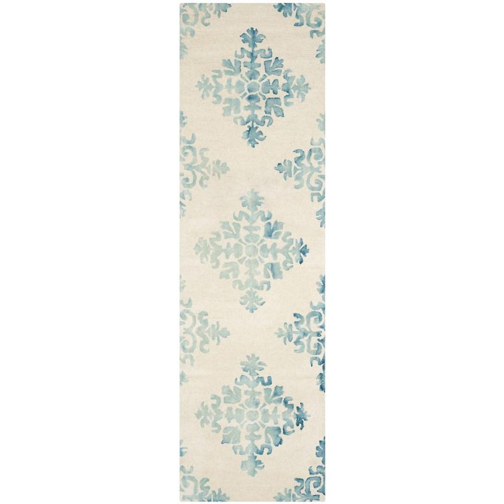 DIP DYE, IVORY / LIGHT BLUE, 2'-3" X 8', Area Rug