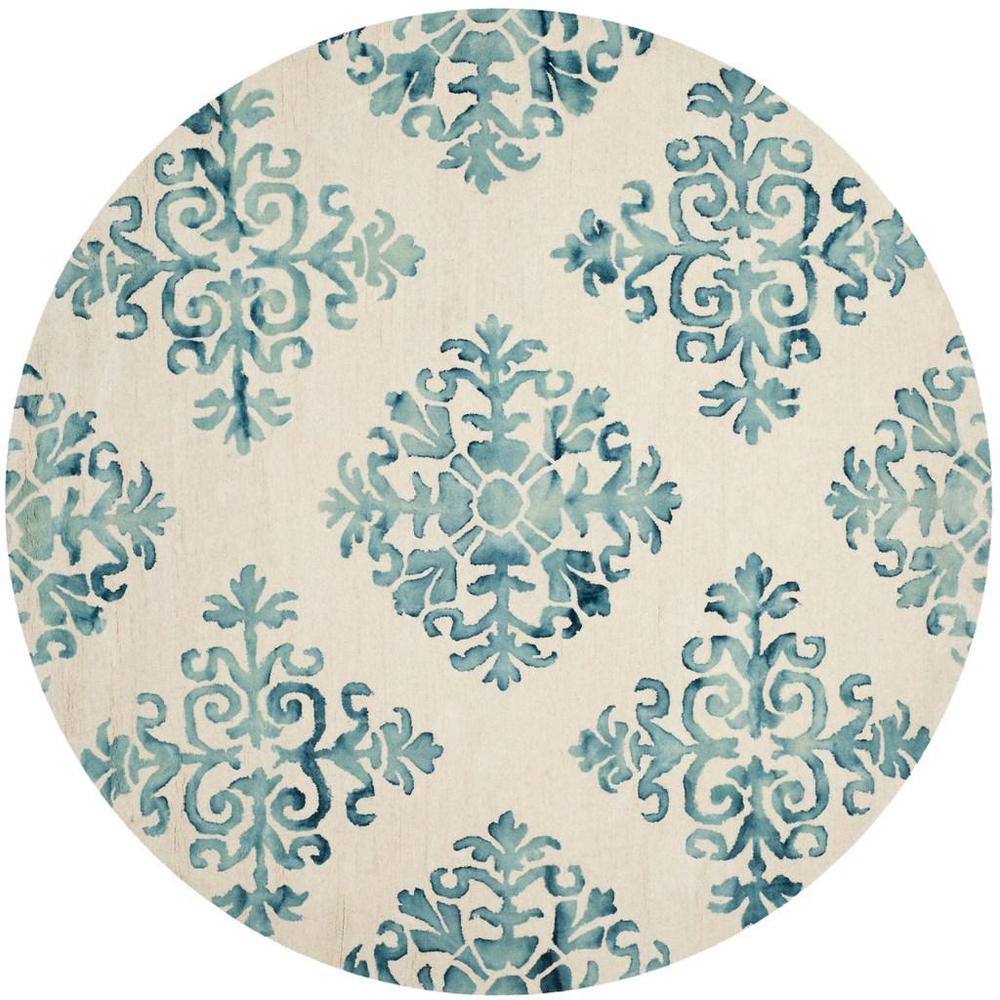 DIP DYE, IVORY / LIGHT BLUE, 7' X 7' Round, Area Rug