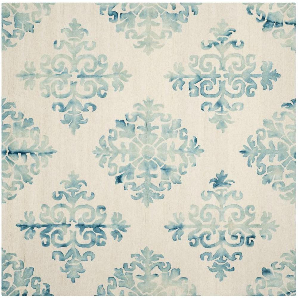 DIP DYE, IVORY / LIGHT BLUE, 7' X 7' Square, Area Rug
