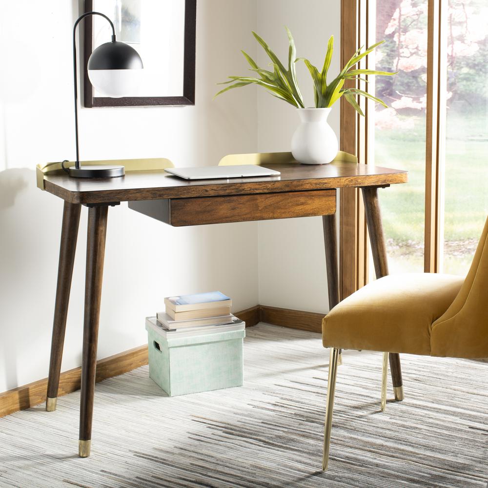 Parker 1 Drawer Desk, Dark Walnut