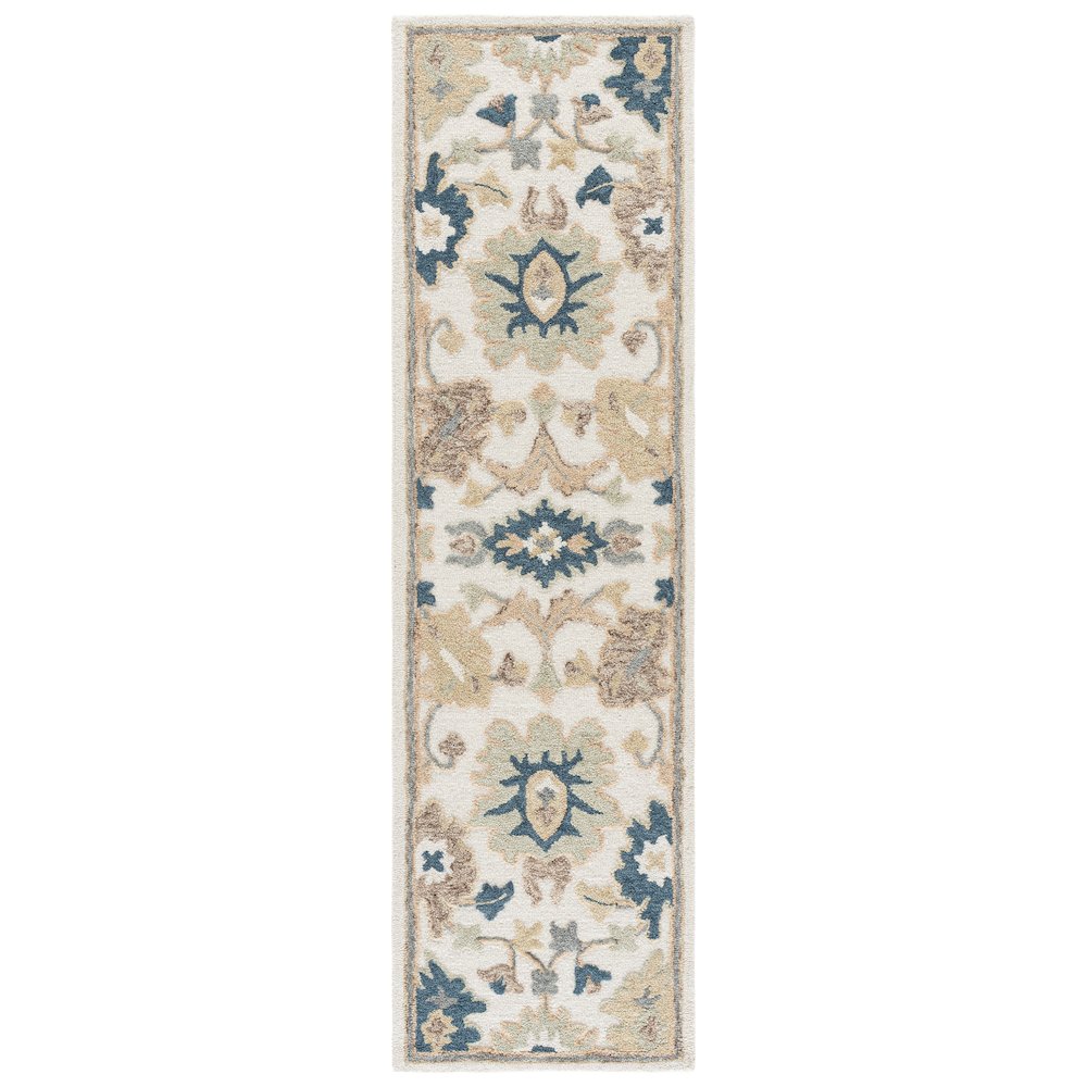 Ebony Floral Bordered Hand-Tufted Wool Rug - Ivory / Grey - 2'-3" X