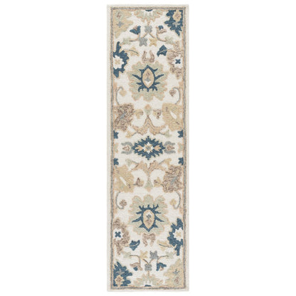 Ebony Floral Bordered Hand-Tufted Wool Rug - Ivory / Grey - 2'-3" X