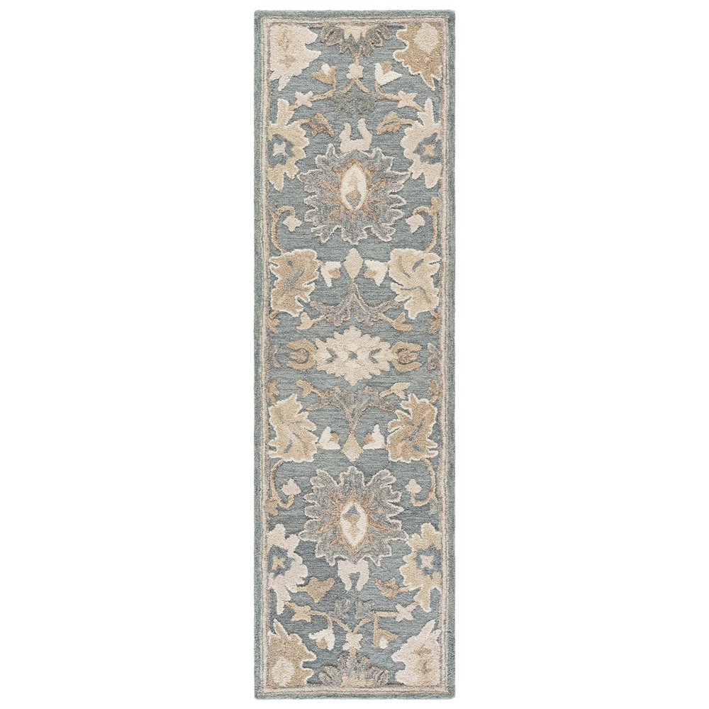 Ebony Floral Bordered Hand-Tufted Wool Rug - Grey / Beige - 2'-3" X
