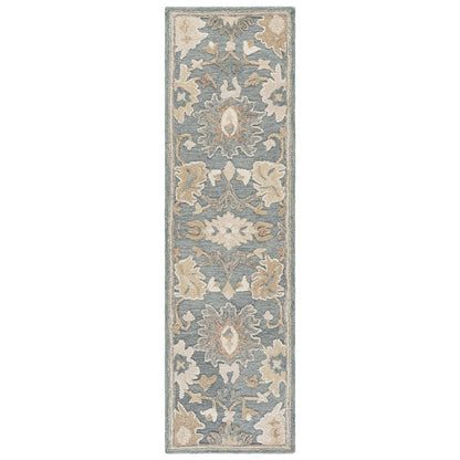 Ebony Floral Bordered Hand-Tufted Wool Rug - Grey / Beige - 2'-3" X