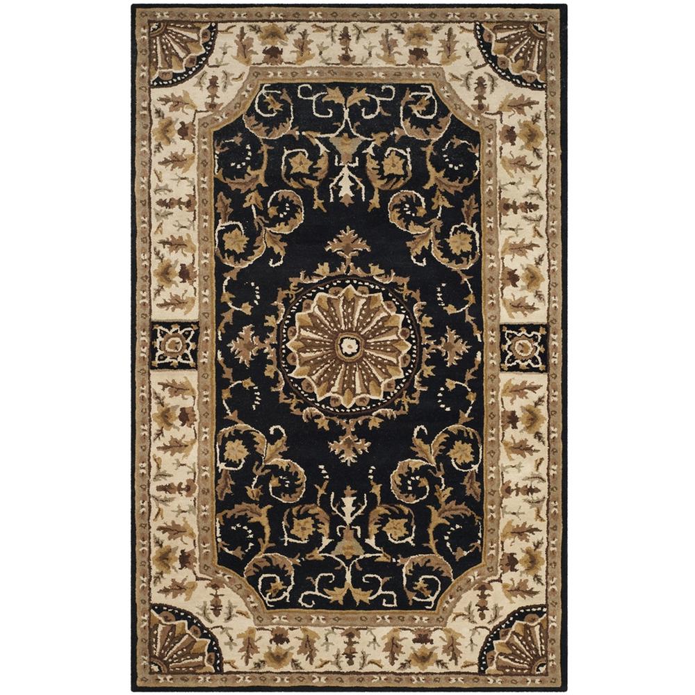 EMPIRE, BLACK / IVORY, 5' X 8', Area Rug