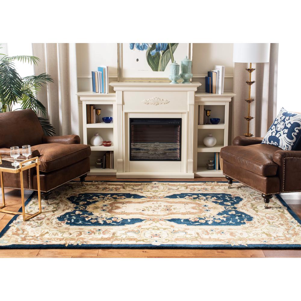 EMPIRE, NAVY / BEIGE, 5' X 8', Area Rug
