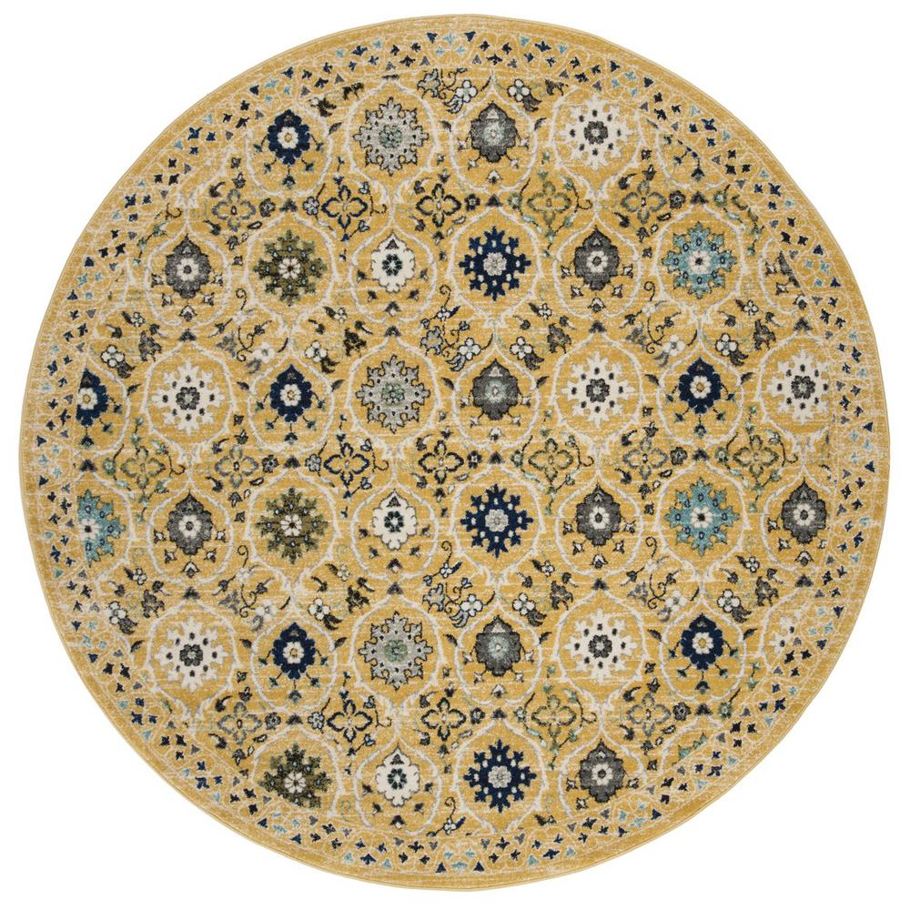 EVOKE, GOLD / IVORY, 6'-7" X 6'-7" Round, Area Rug, EVK210B-7R