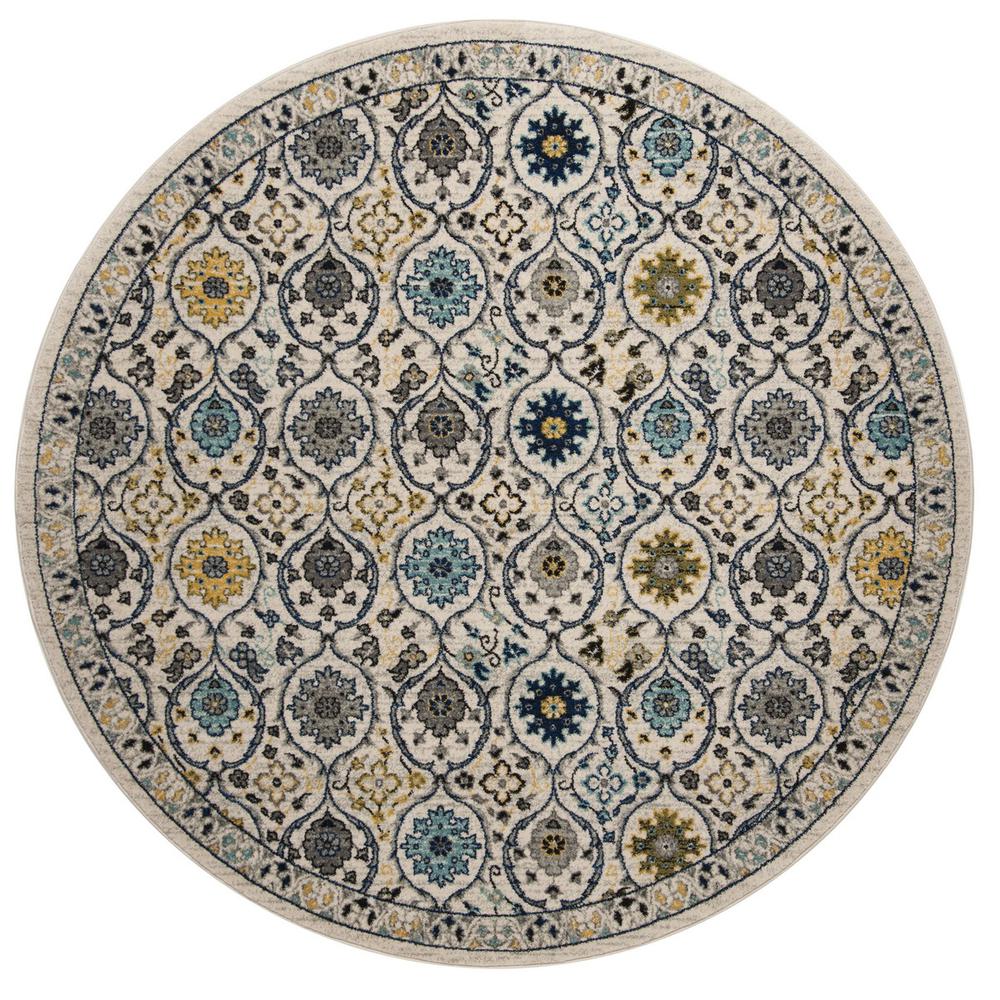EVOKE, IVORY / BLUE, 6'-7" X 6'-7" Round, Area Rug, EVK210C-7R