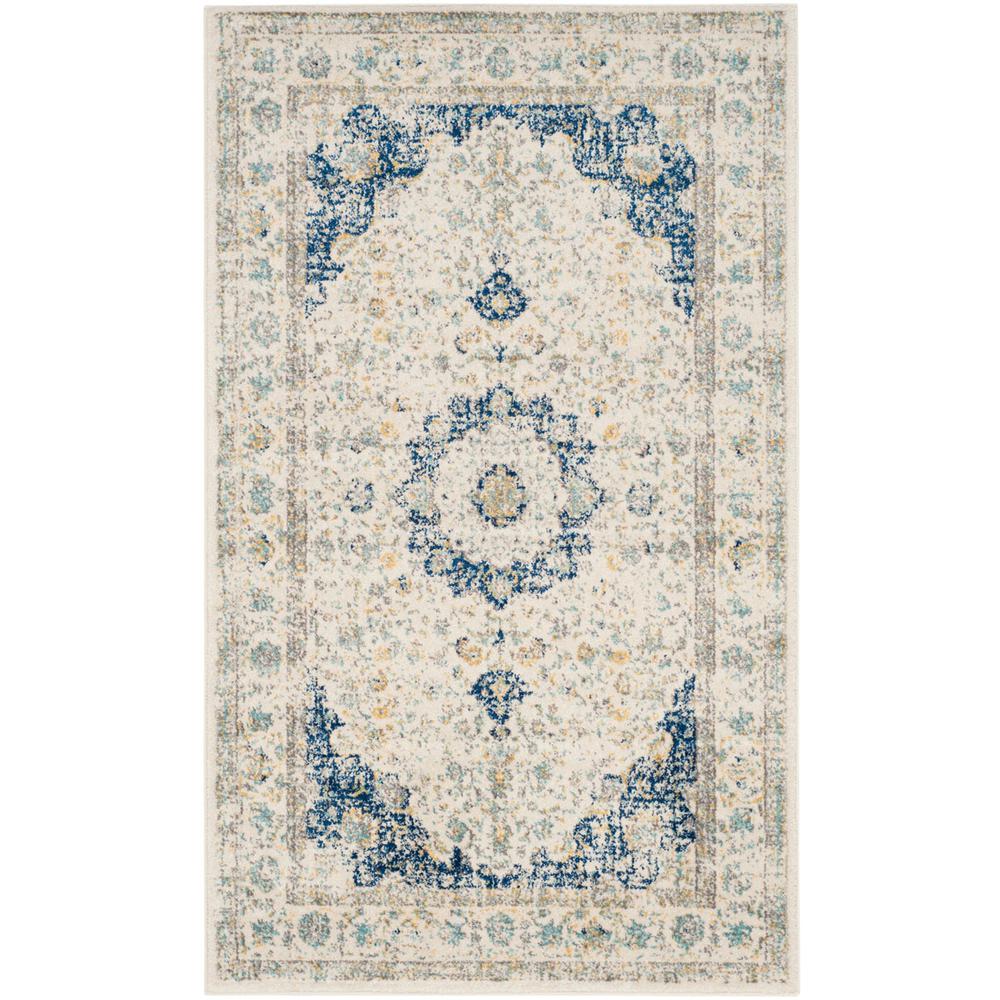 EVOKE, IVORY / BLUE, 3' X 5', Area Rug, EVK220C-3