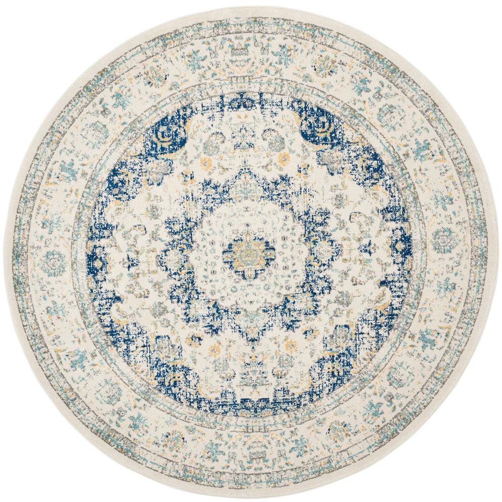 EVOKE, IVORY / BLUE, 6'-7" X 6'-7" Round, Area Rug, EVK220C-7R