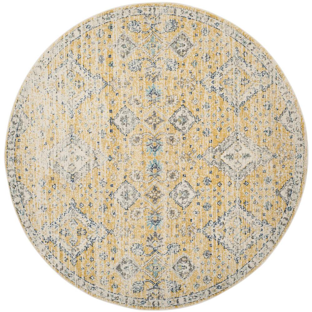 EVOKE, GOLD / IVORY, 6'-7" X 6'-7" Round, Area Rug, EVK224B-7R