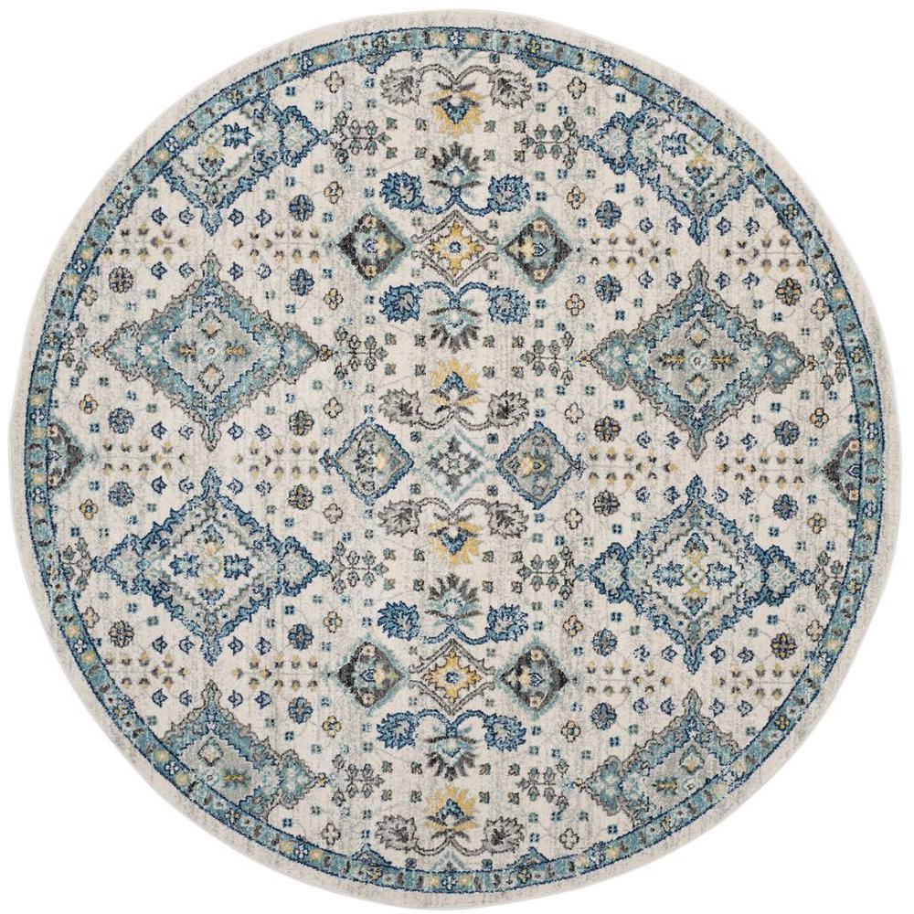 EVOKE, IVORY / LIGHT BLUE, 6'-7" X 6'-7" Round, Area Rug, EVK224C-7R