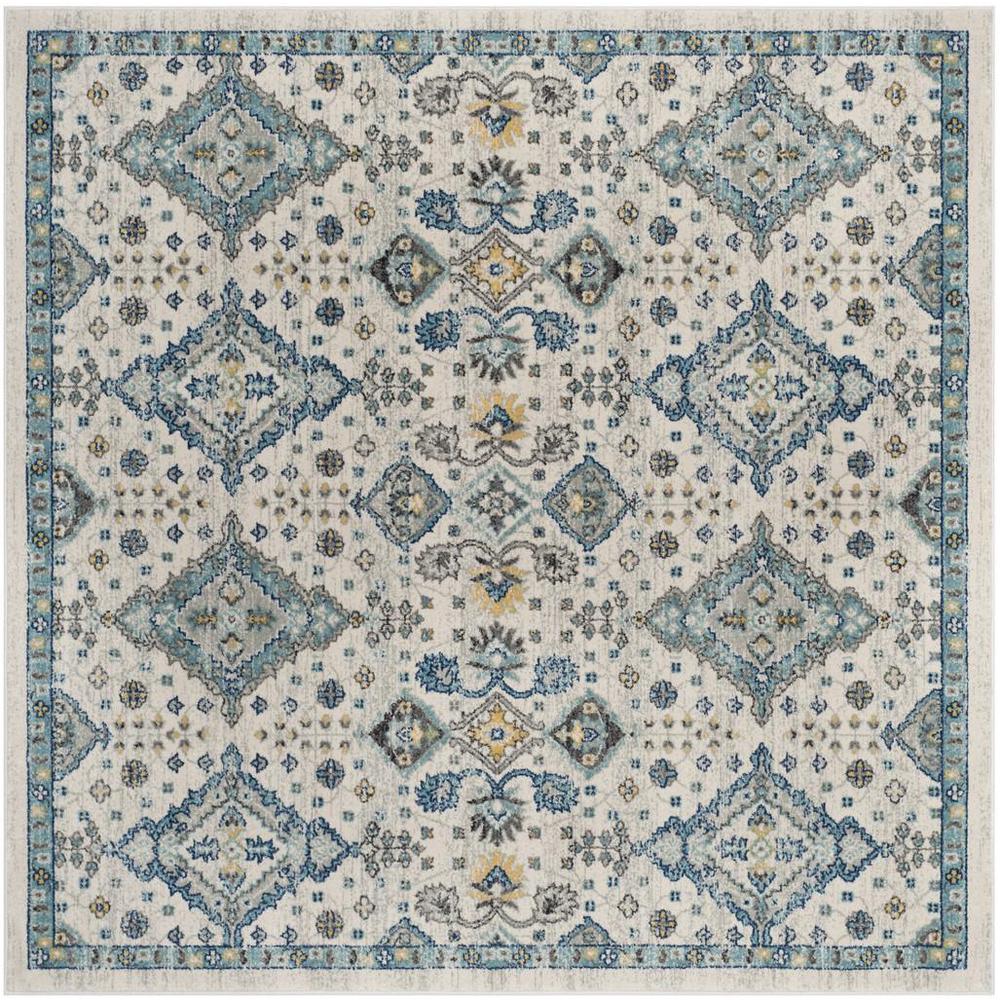 EVOKE, IVORY / LIGHT BLUE, 6'-7" X 6'-7" Square, Area Rug, EVK224C-7SQ
